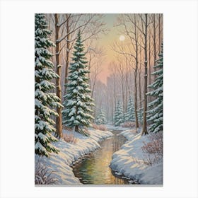 Winter's River In Pastel Canvas Print