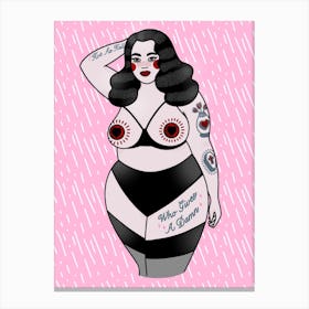 Body Positive Tattooed Pin Up Girl Wednesday Canvas Print