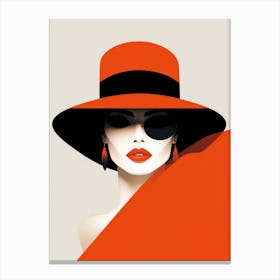 Portrait Of A Woman In Red Hat Canvas Print