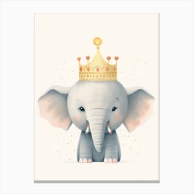 Little Elephant 2 Wearing A Crown Canvas Print