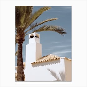 White House With Palms Retro Summer Photography 1 Canvas Print