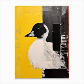 Textured Painting Of A Duckling Black & White Collage Style 6 Canvas Print