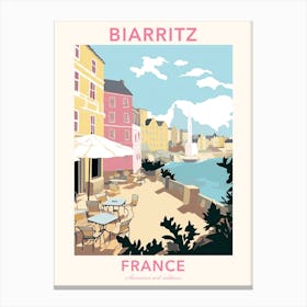Biarritz, France, Flat Pastels Tones Illustration 2 Poster Canvas Print
