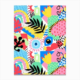 Abstract Maximalist Dopamine Collage Canvas Print