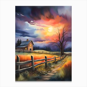 Sunset On The Farm Canvas Print