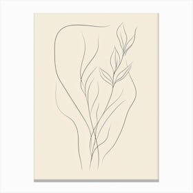 Drawing Of A Woman With Leaves Canvas Print