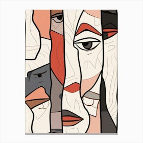 Copper & White Abstract Face Drawing 2 Canvas Print