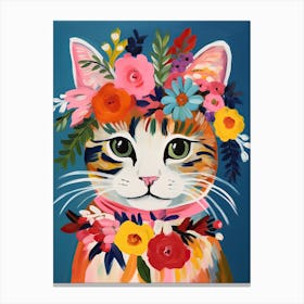Cat With A Flower Crown Painting Matisse Style 1 Canvas Print