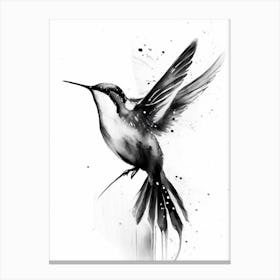 Hummingbird Symbol Black And White Painting Canvas Print