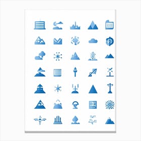 Aesthetic Vector Icons Categorized Into Severally Distinct Weather And Travel Symbols Dominating T (4) Canvas Print