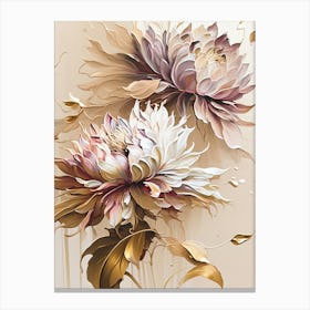 Abstract Floral Oil Painting Gold Canvas Print