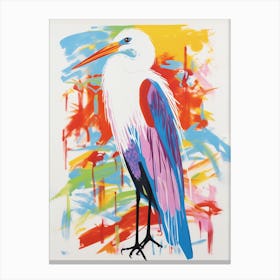 Colourful Bird Painting Egret 3 Canvas Print