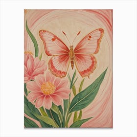 Red Butterfly On Flower Canvas Print