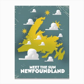 Meet The Sun Newfoundland Map Canvas Print