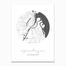Copenhagen Denmark Circle Map Canvas Print