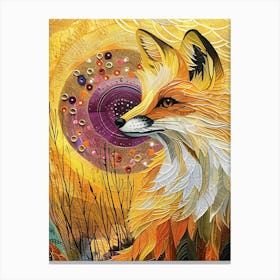 Fox with moon Canvas Print