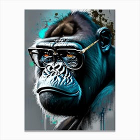 Gorilla In Glasses Gorillas Graffiti Style 1 Canvas Print