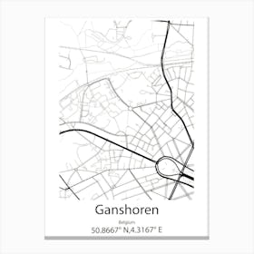 Ganshoren,Belgium Minimalist Map Canvas Print