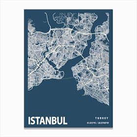 Istanbul Blueprint City Map 1 Canvas Print