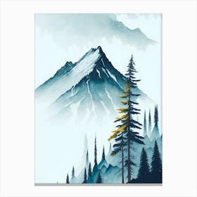 Mountain And Forest In Minimalist Watercolor Vertical Composition 92 Canvas Print