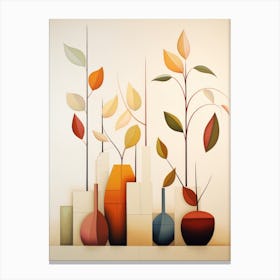 Vases And Leaves 3 Canvas Print