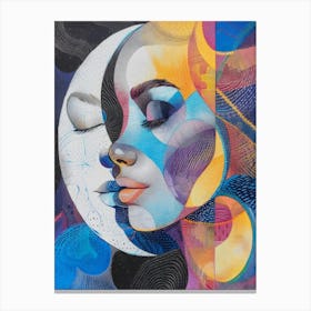 Moon And The Face Style Abstract Canvas Print