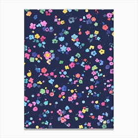 Ditsy Flowers Navy Canvas Print