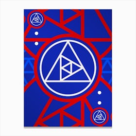 Geometric Glyph in White on Red and Blue Array n.0079 Canvas Print