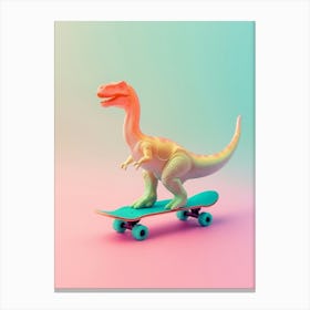 Pastel Toy Dinosaur On A Skateboard 3 Canvas Print