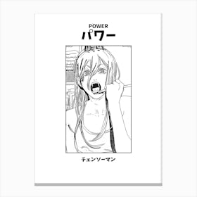 Chainsaw Man Power Black and White Canvas Print