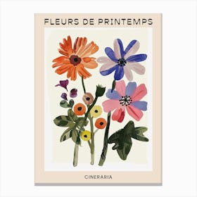 Spring Floral French Poster  Cineraria 5 Canvas Print