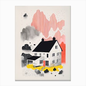 A House In Reykjavik, Abstract Risograph Style 3 Canvas Print
