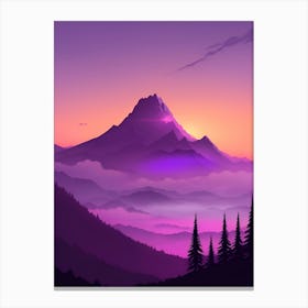 Misty Mountains Vertical Composition In Purple Tone 33 Canvas Print