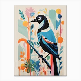 Colourful Scandi Bird Magpie 5 Canvas Print