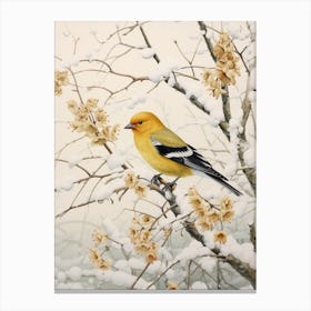 Winter Bird Painting American Goldfinch 2 Canvas Print