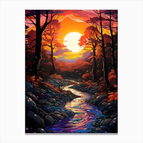 Sunset In The Forest 1 Canvas Print