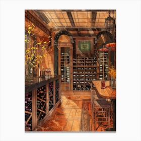 Wine Cellar Illustration 2 Canvas Print