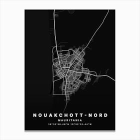 Nouakchott Nord Mauritania Black Map Stampe su tela