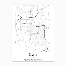 Elyria,United States Minimalist Map 1 Canvas Print