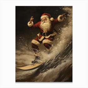 Santa Surfing Canvas Print