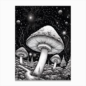 Mushroom And A Starry Night 3 Canvas Print