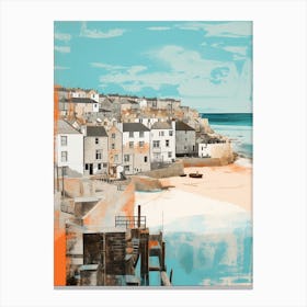 Abstract Illustration Of St Ives Bay Cornwall Orange Hues 4 Canvas Print