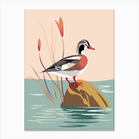 Minimalist Wood Duck 2 Illustration Canvas Print