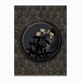Shadowy Vintage Lady Bank's Rose Botanical in Black and Gold n.0169 Canvas Print