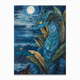 Blue Dragon At Night Canvas Print