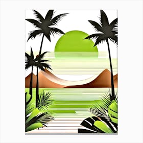 Tropical Landscape With Palm Trees 2 Canvas Print