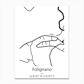 Folignano,Italy Minimalist Map Leinwandbilder