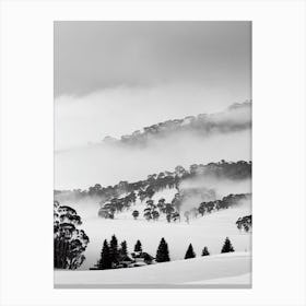 Thredbo, Australia Black And White Skiing Poster Canvas Print