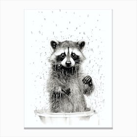 Raccoon In The Shower 2 Canvas Print