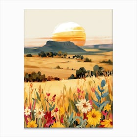 Sunset In A Field Canvas Print